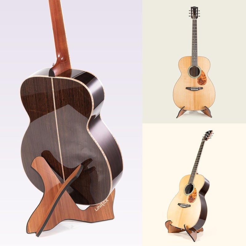 LINRAX GS2 Guitar Stand Floor, Universal Wooden Stand, Guitar Holder with Soft Rubber for Acoustic Guitar Classical Guitar Electric Guitar Bass Ukulele Violin Banjo Mandolin, Guitar Accessories - Image 4